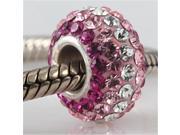 Babao Jewelry Rose White Pink Line CZ Crystals Bead with 925 Sterling Silver Single Core Fits Pandora European Charm Bracelet