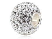 Babao Jewelry Round White CZ Crystals Bead with 925 Sterling Silver Single Core Fits Pandora European Charm Bracelet