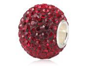 Babao Jewelry Round Garnet CZ Crystals Bead with 925 Sterling Silver Single Core Fits Pandora European Charm Bracelet