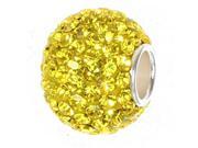 Babao Jewelry Round Yellow CZ Crystals Bead with 925 Sterling Silver Single Core Fits Pandora European Charm Bracelet
