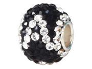 Babao Jewelry Round Black White A CZ Crystals Bead with 925 Sterling Silver Single Core Fits Pandora European Charm Bracelet