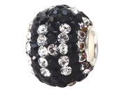 Babao Jewelry Round Black White H CZ Crystals Bead with 925 Sterling Silver Single Core Fits Pandora European Charm Bracelet