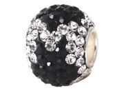 Babao Jewelry Round Black White M CZ Crystals Bead with 925 Sterling Silver Single Core Fits Pandora European Charm Bracelet