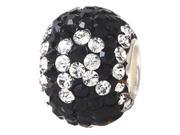 Babao Jewelry Round Black White R CZ Crystals Bead with 925 Sterling Silver Single Core Fits Pandora European Charm Bracelet