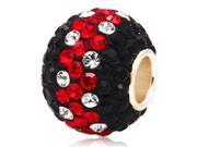 Babao Jewelry Round Black Red White CZ Crystals Bead with 925 Sterling Silver Single Core Fits Pandora European Charm Bracelet