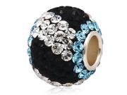 Babao Jewelry Round Black White Sky Blue CZ Crystals Bead with 925 Sterling Silver Single Core Fits Pandora European Charm Bracelet
