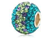 Babao Jewelry Round Turquoise Aqua Purple CZ Crystals Bead with 925 Sterling Silver Single Core Fits Pandora European Charm Bracelet