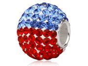 Babao Jewelry Round White Blue Red CZ Crystals Bead with 925 Sterling Silver Single Core Fits Pandora European Charm Bracelet