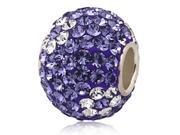 Babao Jewelry Round Purple White Flower CZ Crystals Bead with 925 Sterling Silver Single Core Fits Pandora European Charm Bracelet