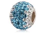 Babao Jewelry Round White Blue CZ Crystals Bead with 925 Sterling Silver Single Core Fits Pandora European Charm Bracelet
