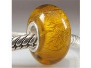 Babao Jewelry Golden Murano Glass Gold Foil Bead 925 Sterling Silver Core fits Pandora European Charm Bracelets