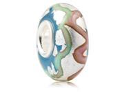Babao Jewelry Pink Line Murano Glass Silver Foil Bead 925 Sterling Silver Core fits Pandora European Charm Bracelets