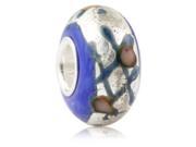 Babao Jewelry Blue Net Murano Glass Silver Foil Bead 925 Sterling Silver Core fits Pandora European Charm Bracelets
