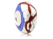 Babao Jewelry Red Line Murano Glass Silver Foil Bead 925 Sterling Silver Core fits Pandora European Charm Bracelets