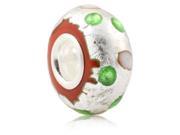 Babao Jewelry Red Green White Dot Murano Glass Silver Foil Bead 925 Sterling Silver Core fits Pandora European Charm Bracelets