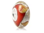 Babao Jewelry Red Yellow Dot Murano Glass Silver Foil Bead 925 Sterling Silver Core fits Pandora European Charm Bracelets