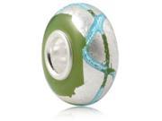 Babao Jewelry Apple Green Sky Blue Line Murano Glass Silver Foil Bead 925 Sterling Silver Core fits Pandora European Charm Bracelets