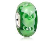 Babao Jewelry Green Petals White CZ Crystal Bead 925 Sterling Silver Core Fits Pandora European Charm Bracelets