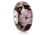 Babao Jewelry Baby Pink Camellia White CZ Crystal Bead 925 Sterling Silver Core Fits Pandora European Charm Bracelets