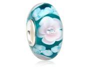 Babao Jewelry Amaranth Pink Baby Blue Flower White CZ Crystal Bead 925 Sterling Silver Core Fits Pandora European Charm Bracelets