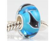 Babao Jewelry Shark Murano Glass Bead 925 Sterling Silver Core fits Pandora European Charm Bracelets