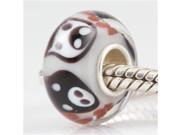 Babao Jewelry White Black Pig Murano Glass Bead 925 Sterling Silver Core fits Pandora European Charm Bracelets