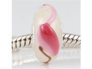 Babao Jewelry Pink Crane Murano Glass Bead 925 Sterling Silver Core fits Pandora European Charm Bracelets