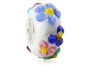 Babao Jewelry Colorful Flower Murano Glass Bead 925 Sterling Silver Core fits Pandora European Charm Bracelets