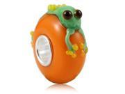 Babao Jewelry Caribbean Green Frog Murano Glass Bead 925 Sterling Silver Core fits Pandora European Charm Bracelets