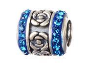 Babao Jewelry Blue Rose Czech Crystal Soild Authentic 925 Sterling Silver Bead Fits Pandora Style European Charm Bracelets