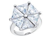Babao Jewelry White Hexagon 18K Platinum Plated Swarovski Elements Cubic Zirconia Crystal Ring