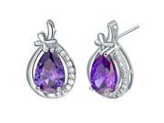 Babao Jewelry White Bow Purple Drop 18K Platinum Plated Swarovski Elements Cubic Zirconia Crystals Stud Earrings