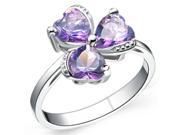 Babao Jewelry Purple Clover 18K Platinum Plated Swarovski Elements Cubic Zirconia Crystal Ring