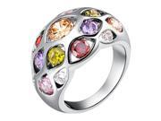 Babao Jewelry Colourful 18K Platinum Plated Swarovski Elements Cubic Zirconia Crystal Ring