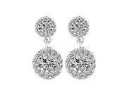 Babao Jewelry Double Round Lovely 18K Platinum Plated Sparkling Swarovski Elements CZ Crystal Dangle Earrings