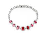 Babao Jewelry Luxurious Red Square 18K Platinum Plated Sparkling Swarovski Elements CZ Crystal Bracelet