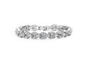 Babao Jewelry Elegant Lady White 18K Platinum Plated Sparkling CZ Crystal Bracelet