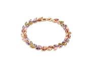 Babao Jewelry Colorful Rainbow Leaves 18K Champagne Gold Plated Sparkling Swarovski Elements CZ Crystal Bracelet