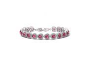 Babao Jewelry Lovely Fuchsia Heart 18K Platinum Plated Sparkling Swarovski Elements CZ Crystal Bracelet