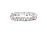 Babao Jewelry 3 Lines 18K Platinum Plated Sparkling 2mm Swarovski Elements CZ Crystal Bracelet