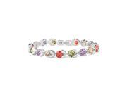 Babao Jewelry Elegance Colourful Flower 18K Platinum Plated Sparkling Swarovski Elements CZ Crystal Bracelet