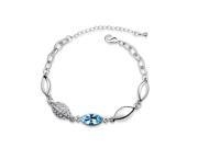 Babao Jewelry Blue Leaves 18K Platinum Plated Sparkling Swarovski Elements CZ Crystal Bracelet