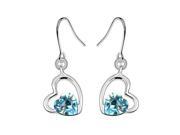 Babao Jewelry Heart to Heart 18K Platinum Plated Swarovski Cubic Zirconia Crystal Dangle Earrings