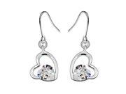 Babao Jewelry Heart to Heart 18K Platinum Plated Swarovski Cubic Zirconia Crystal Dangle Earrings
