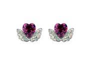 Babao Jewelry Wings Heart 18K Platinum Plated Swarovski Elements Cubic Zirconia Crystal Stud Earrings