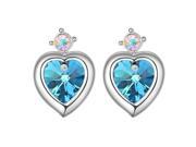 Babao Jewelry Unique Heart to Heart 18K Platinum Plated Swarovski Elements Cubic Zirconia Crystal Stud Earrings