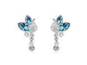 Babao Jewelry Dancing Butterfly 18K Platinum Plated Swarovski Elements Cubic Zirconia Crystal Dangle Earrings