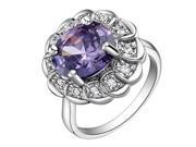 Babao Jewelry Pretty Flower Purple 18K Platinum Plated Swarovski Elements Cubic Zirconia Ring