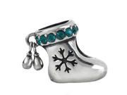 Babao Jewelry Christmas Sock Turquoise CZ Crystals 925 Sterling Silver Dangle Bead fits Pandora European Charm Bracelets