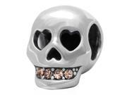 Babao Jewelry Heart Eye Skull Champagne CZ Crystals 925 Sterling Silver Bead fits Pandora European Charm Bracelets